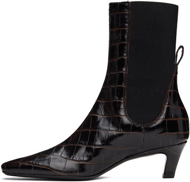 Tøj TOTEME TOTEME 'The Mid Heel' Croc-Embossed Leather Ankle Boots Brun | 231-907-847, 2