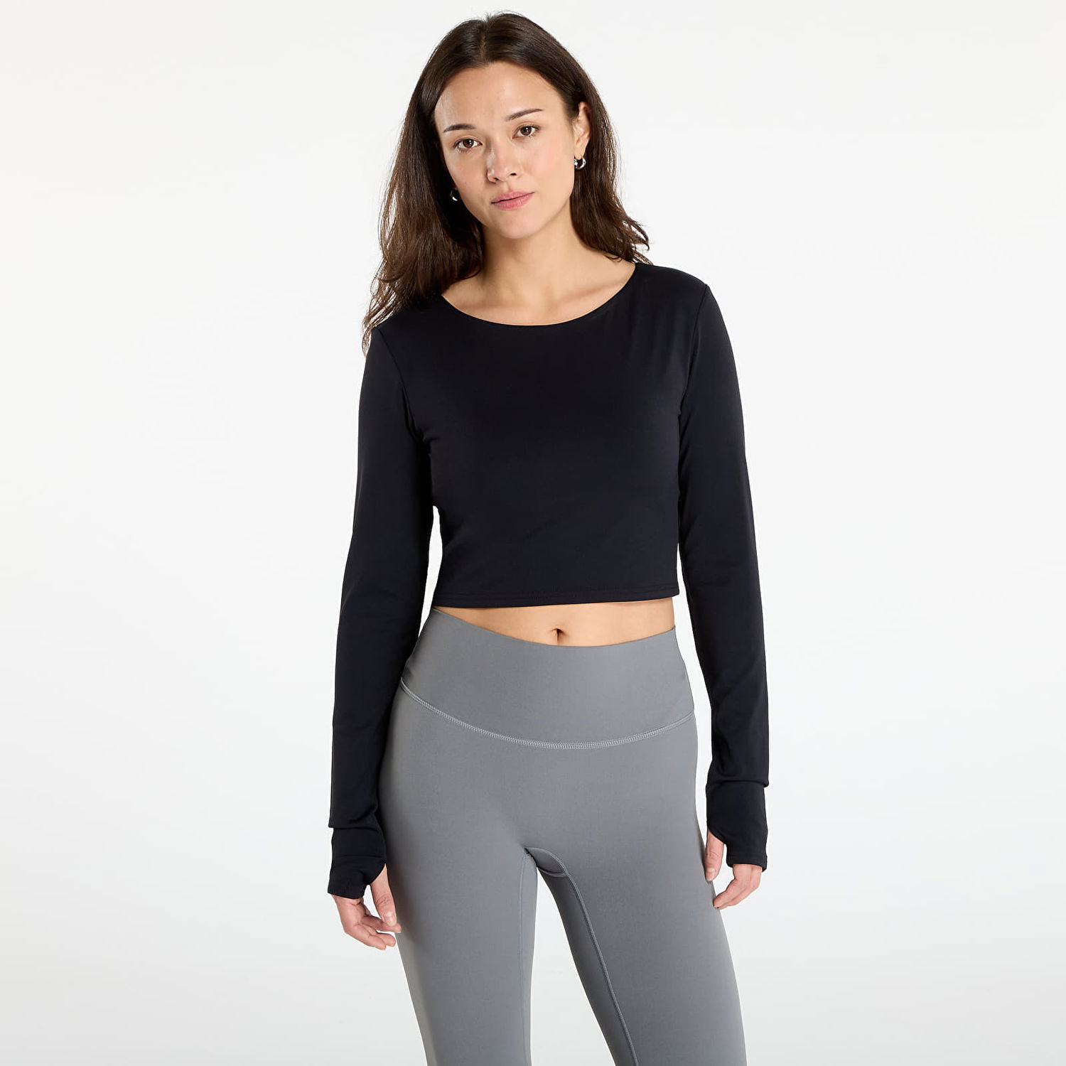 Crop top Urban Classics Sports Cropped Longsleeve Top with Thumbholes Sort | TB7807-00007, 0