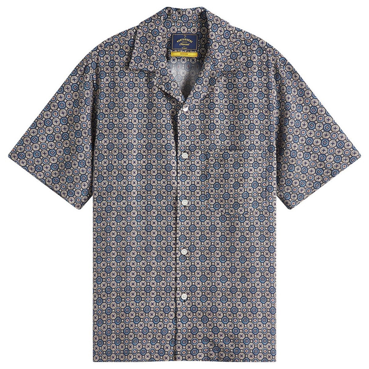 Skjorte Portuguese Flannel Conte Mini Tile Vacation Shirt, Size Large Blå | SS25-018-BLU, 1
