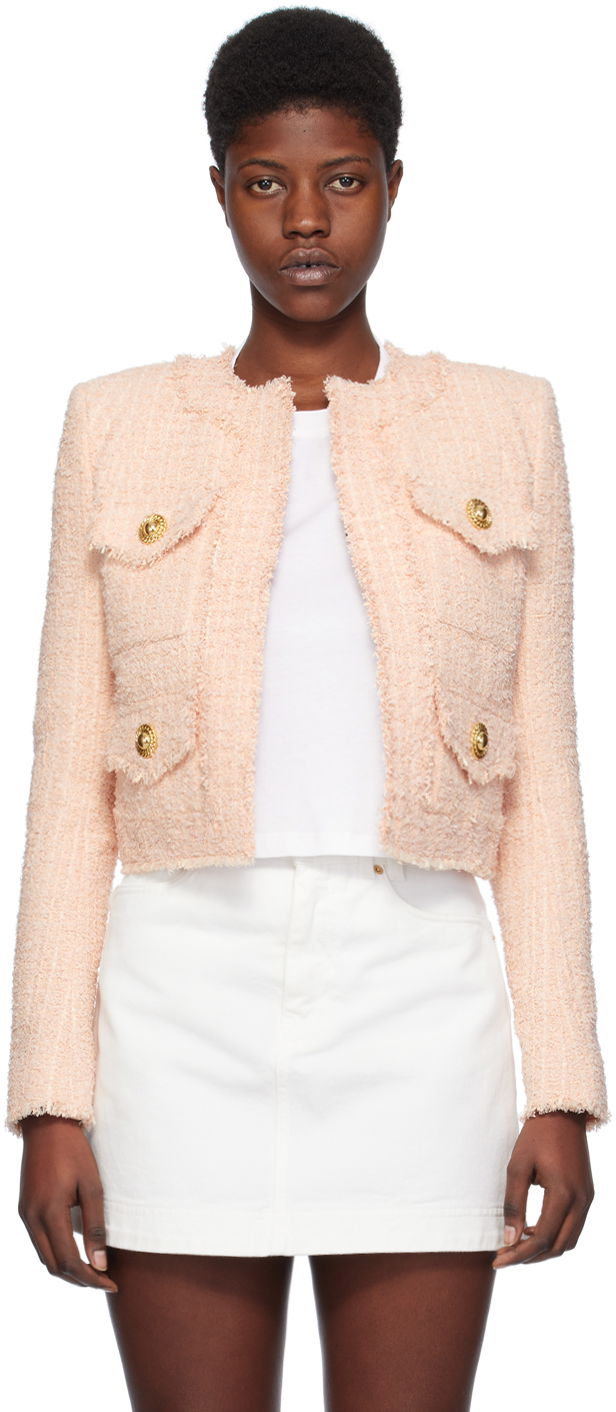 Jakke Balmain Collarless Jacket Lyserød | CF1SK595XF91