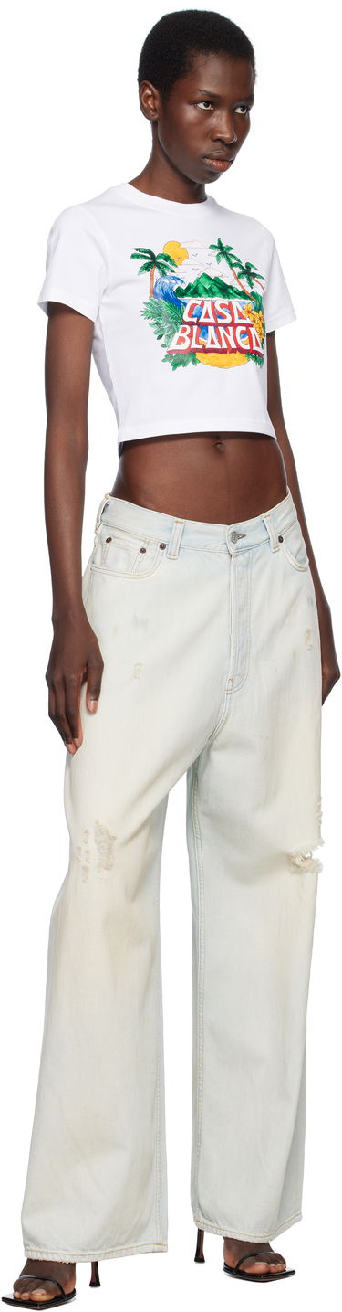 Crop top Casablanca Casablanca Casa Beach Wave Cropped T-Shirt Hvid | WS25-JTS-009-03, 3