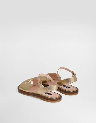 Tilbehør Dolce & Gabbana Dolce & Gabbana Calfskin Sandals With Cut-Out DG Logo Metalisk | D11308A12538H944, 2
