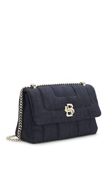 Skuldertaske BOSS Balenciaga Quilted Denim Shoulder Bag with Double B Monogram Blå | 50542064, 1