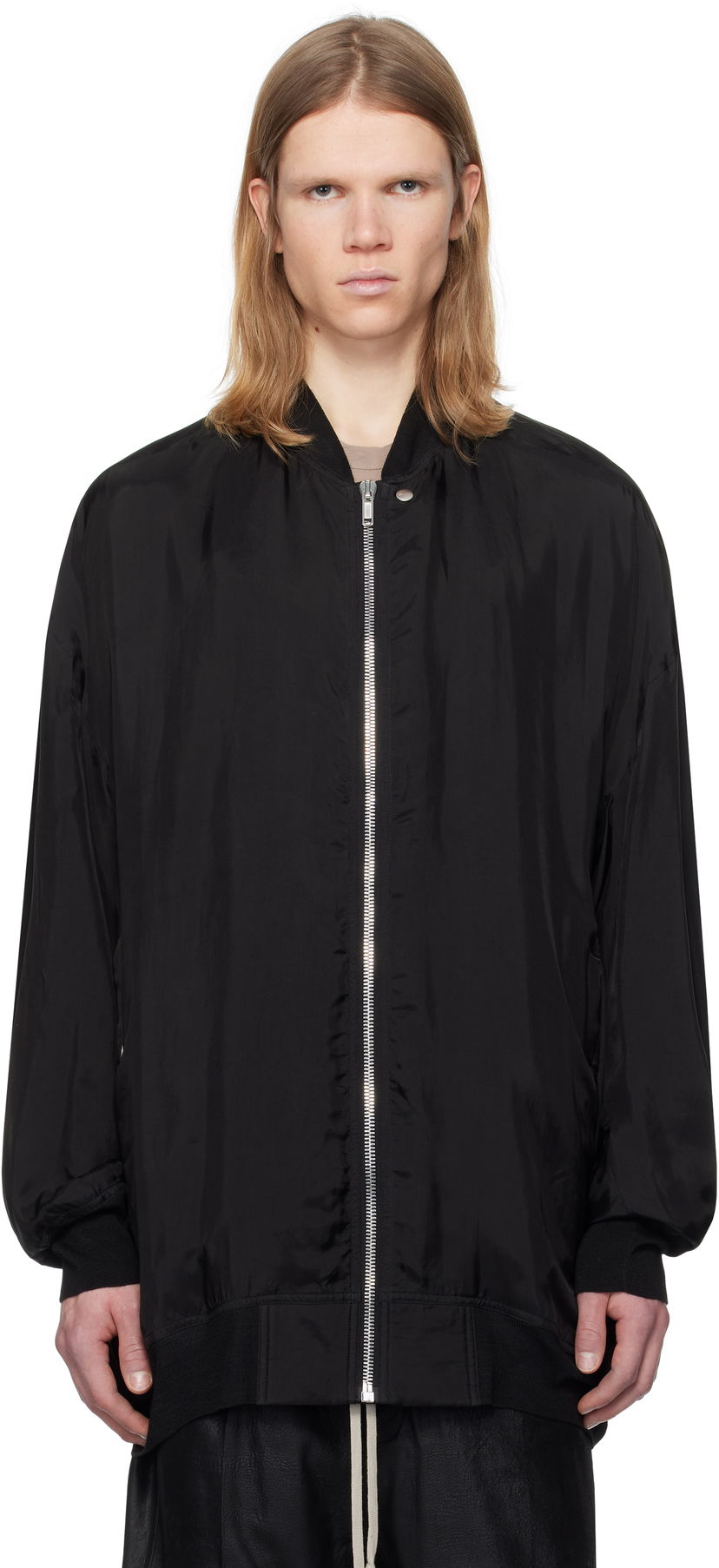 Bomberjakke Rick Owens Rick Owens Hollywood Peter Flight Bomber Jacket Sort | RU01E5793 J