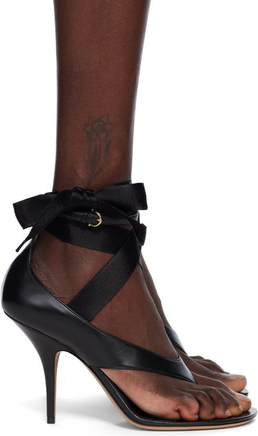 Tilbehør FERRAGAMO Ferragamo Ribbon Heeled Sandals Sort | 782343, 0