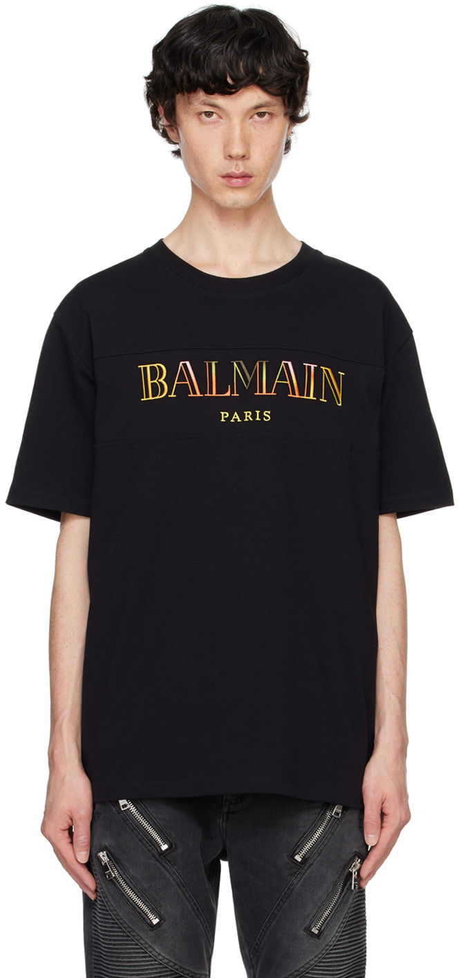 T-shirt Balmain Embroidered T-shirt Sort | DH0EG006BC81