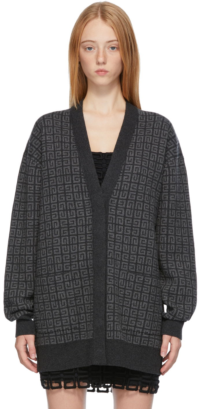 Sweater Givenchy Cashmere 4G Cardigan Grå | BW90D64ZAA, 0