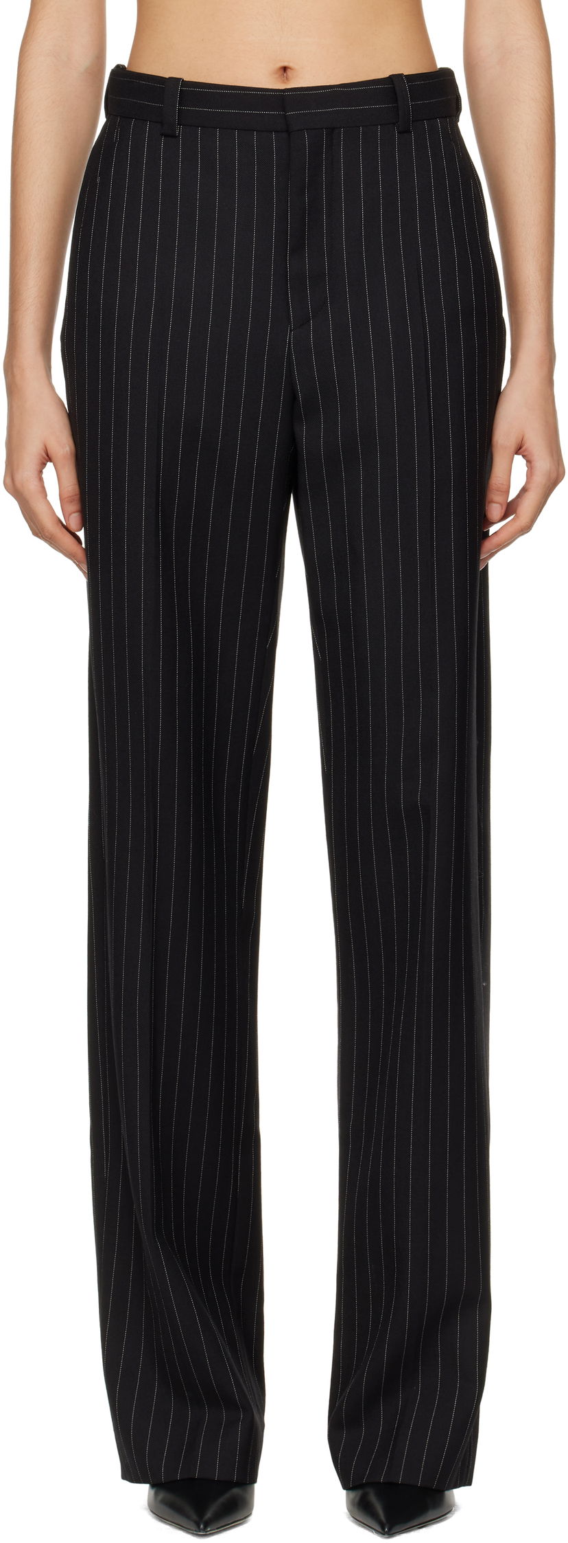 Bukser WARDROBE.NYC Straight Leg Pinstripe Trousers Sort | W2214F24PS