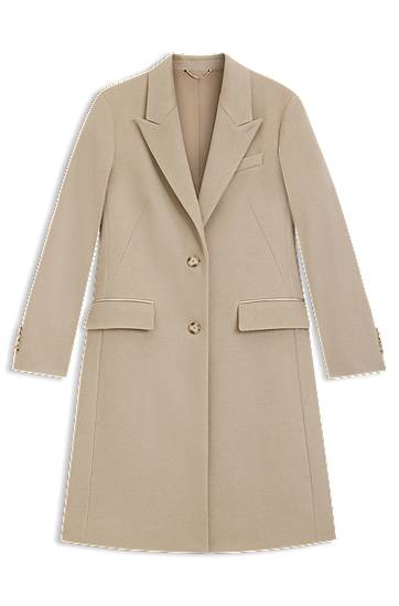 Frakker BOSS Wool Coat with Peak Lapels Beige | 50548371, 0