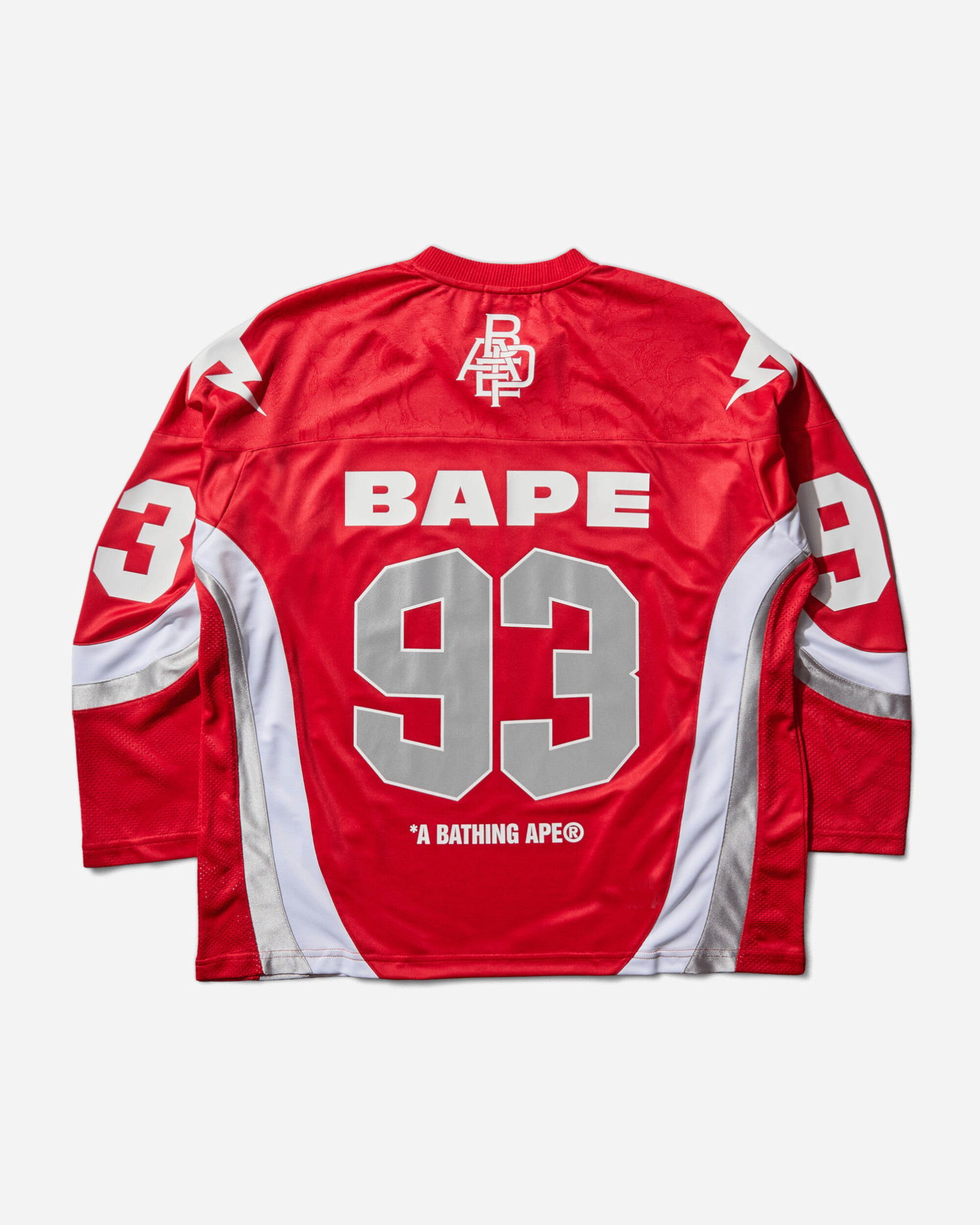 Jersey BAPE Jacquard Relaxed Fit Ice Hockey Jersey with 93 and Lightning Bolt Details Rød | 1L80111313 RED, 0