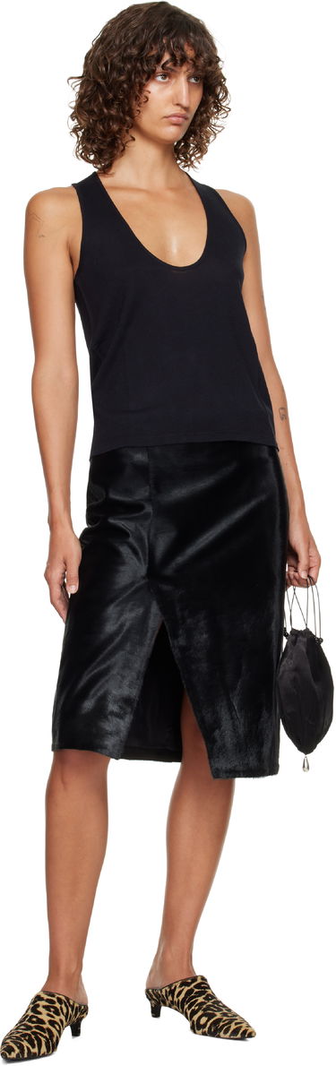 Nederdel Loulou de Saison Loulou de Saison Myra Asymmetrical Pony-Effect Leather Midi Skirt Sort | MYRA, 3