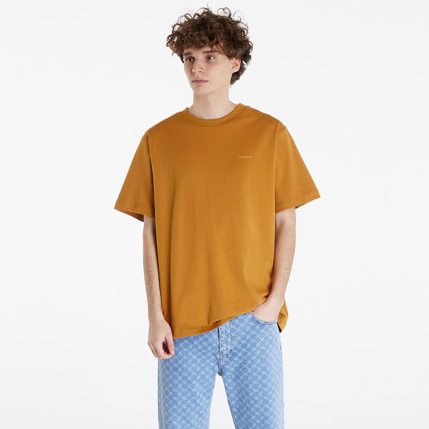 T-shirt Queens Essential T-Shirt With Tonal Print Brown Brun | QNS_009, 0