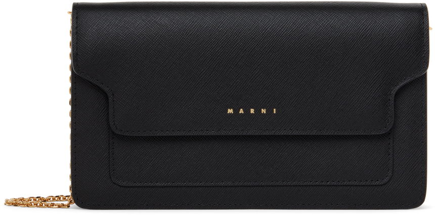 Skuldertaske Marni Saffiano Shoulder Bag Sort | PFMO0085U0 LV520, 0