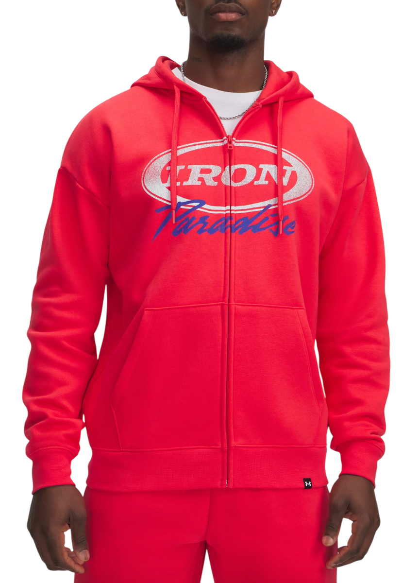Sweatshirt Under Armour Project Rock Icon Fleece Full-Zip Hoodie Rød | 1389914-989