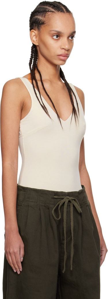 Tanktop Entire Studios Off-White V-Neck Bodysuit Beige | ES2603CR, 1
