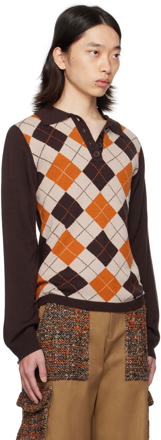 Polo skjorte Anna Sui Anna Sui Argyle Polo Brun | 624P20, 1