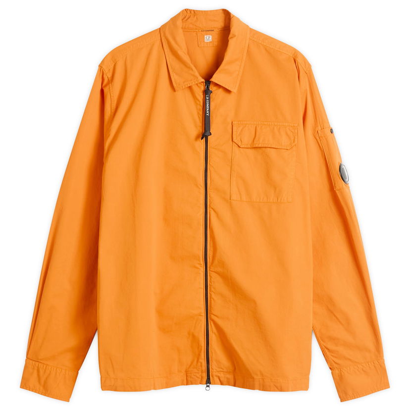 Skjorte C.P. Company C.P. Company Men's Organic Gabardine Zip Overshirt, Size Large Orange | 19CMOS705A-110143G-434