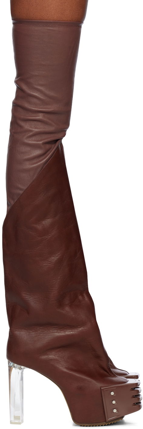 Tøj Rick Owens Rick Owens Rhino Grilled Kiss Platform Boots Brun | RP02D3841 LSGEG0, 0