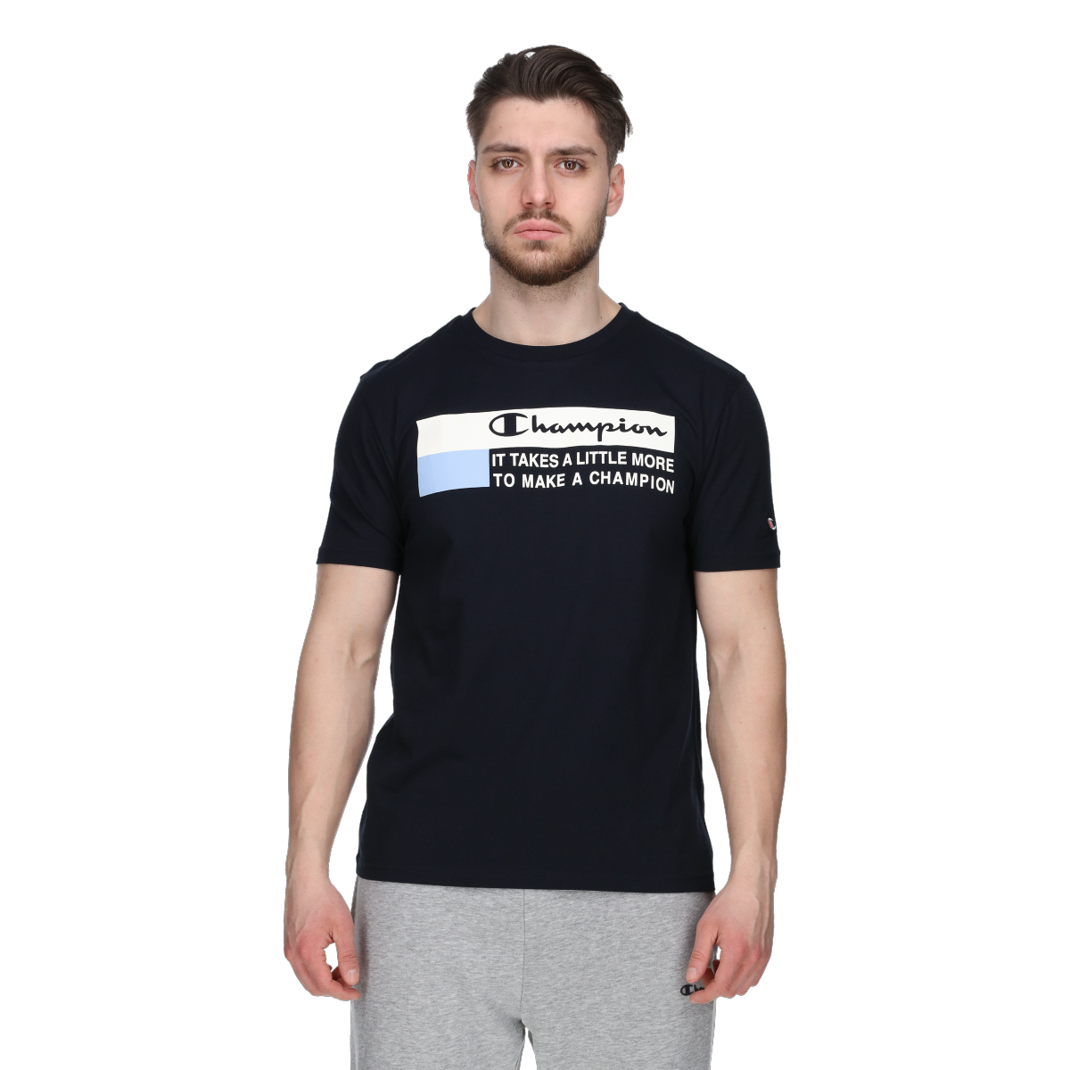 T-shirt Champion Crewneck T-Shirt with 'Champion' Slogan Print Mørkeblå | 221501-BS501, 0