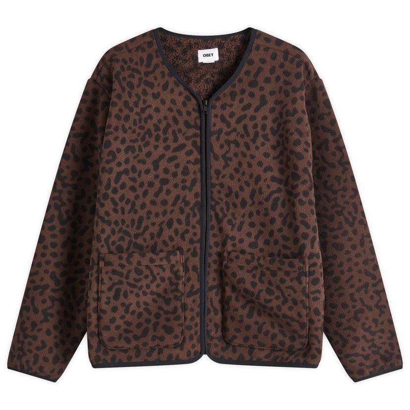 Jakke OBEY Brown Leopard Print Fleece Liner Jacket Brun | 221800431