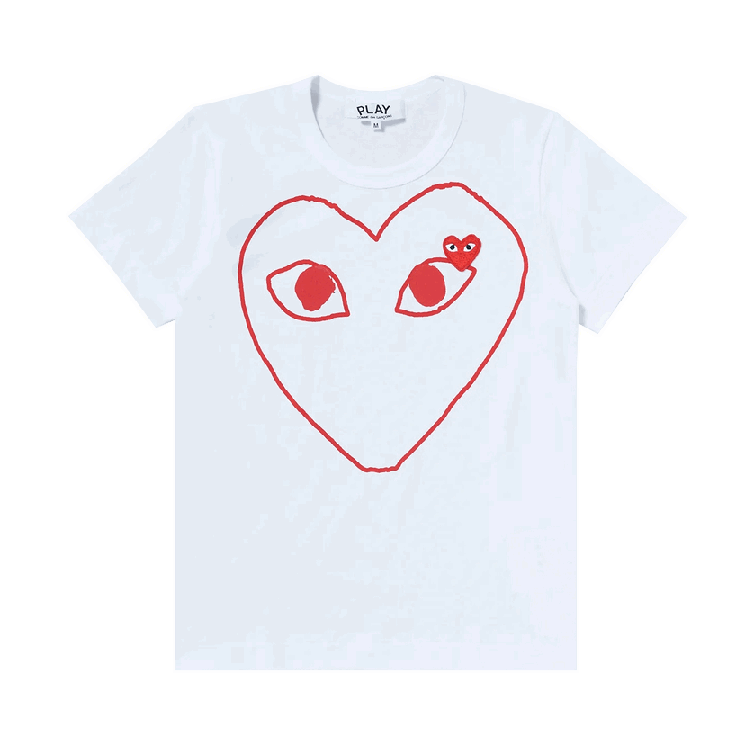 T-shirt Comme des Garçons PLAY Heart Outline T-Shirt Hvid | P1T099 1