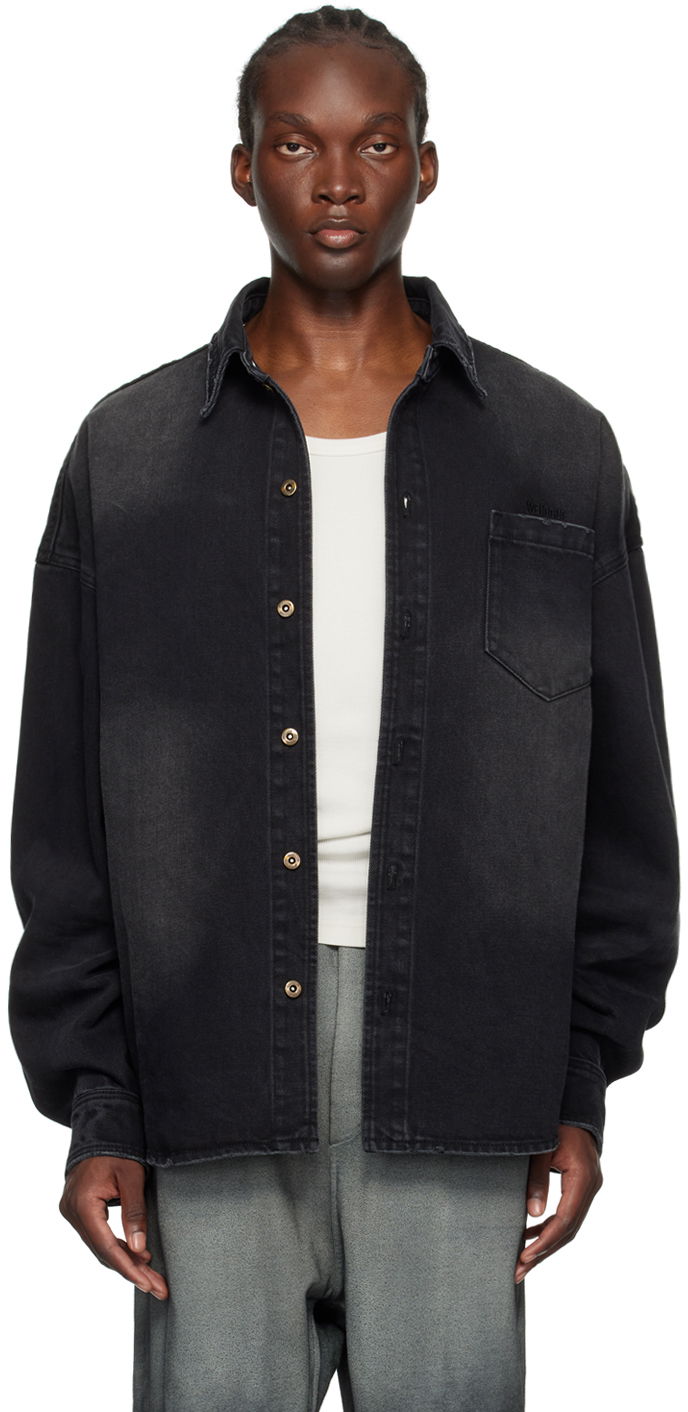 Skjorte We11done Distressed Denim Shirt Sort | WD-DB2-24-354-U-BK, 0