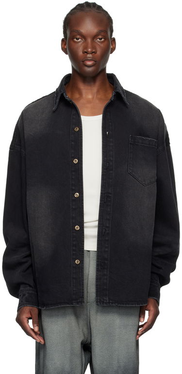 Skjorte We11done Distressed Denim Shirt Sort | WD-DB2-24-354-U-BK, 0