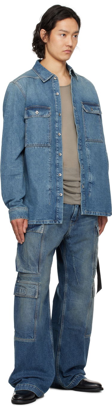 Skjorte Rick Owens Rick Owens DRKSHDW Denim Overshirt Blå | DU01E3755 DWB, 3