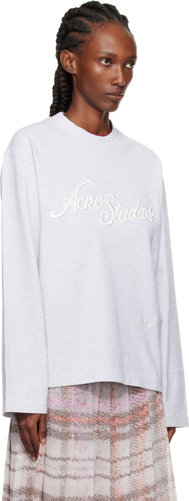 T-shirt Acne Studios Acne Studios Embroidered-Logo T-Shirt Grå | CL0369-, 4