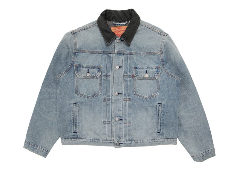 Jakke Stüssy Stussy x Levi's Embossed Praglad Trucker Jacket Blå | A52150000_INDO