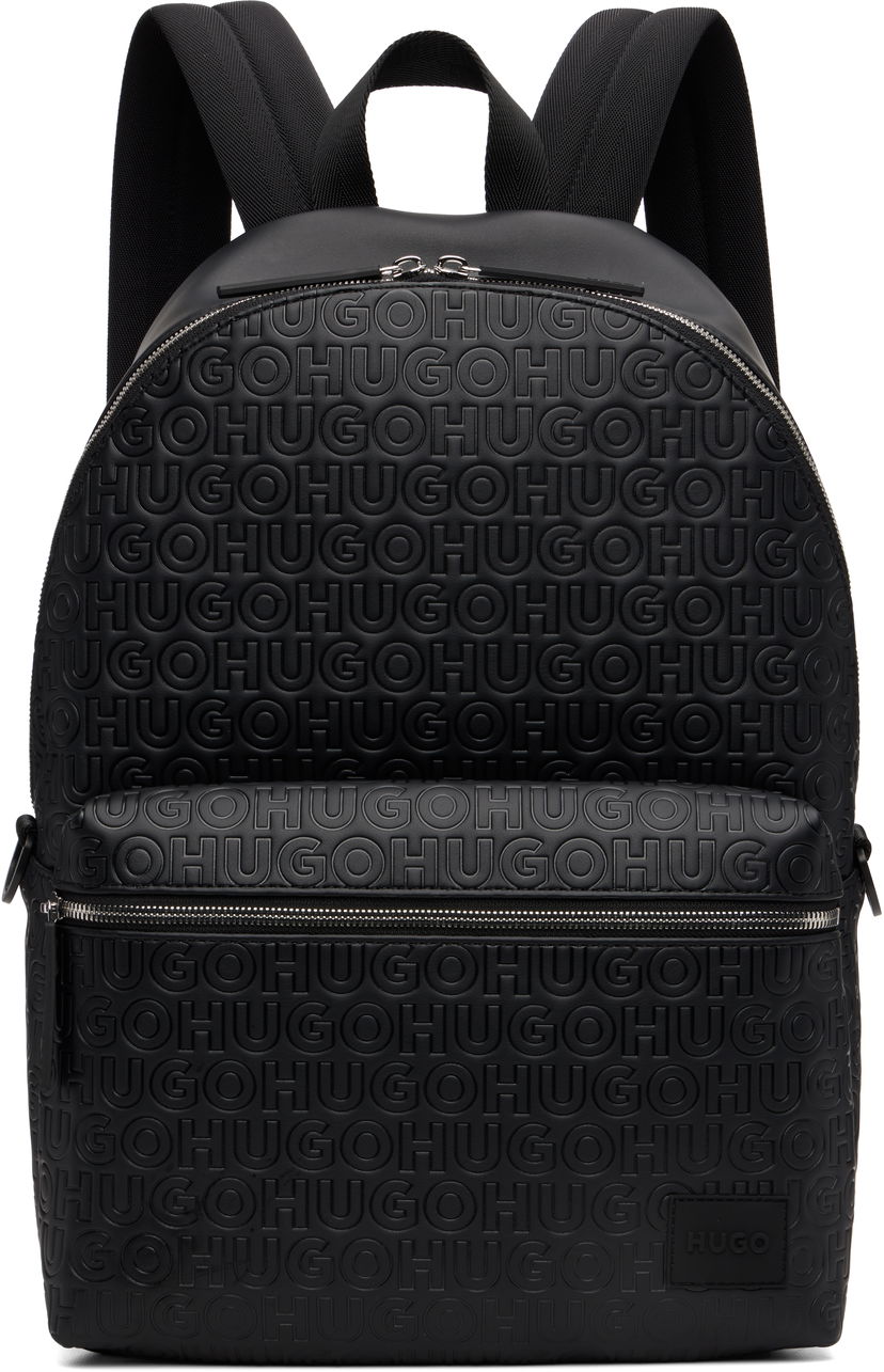 Rygsæk BOSS Hugo Embossed-Logo Faux-Leather Backpack Sort | 50552901