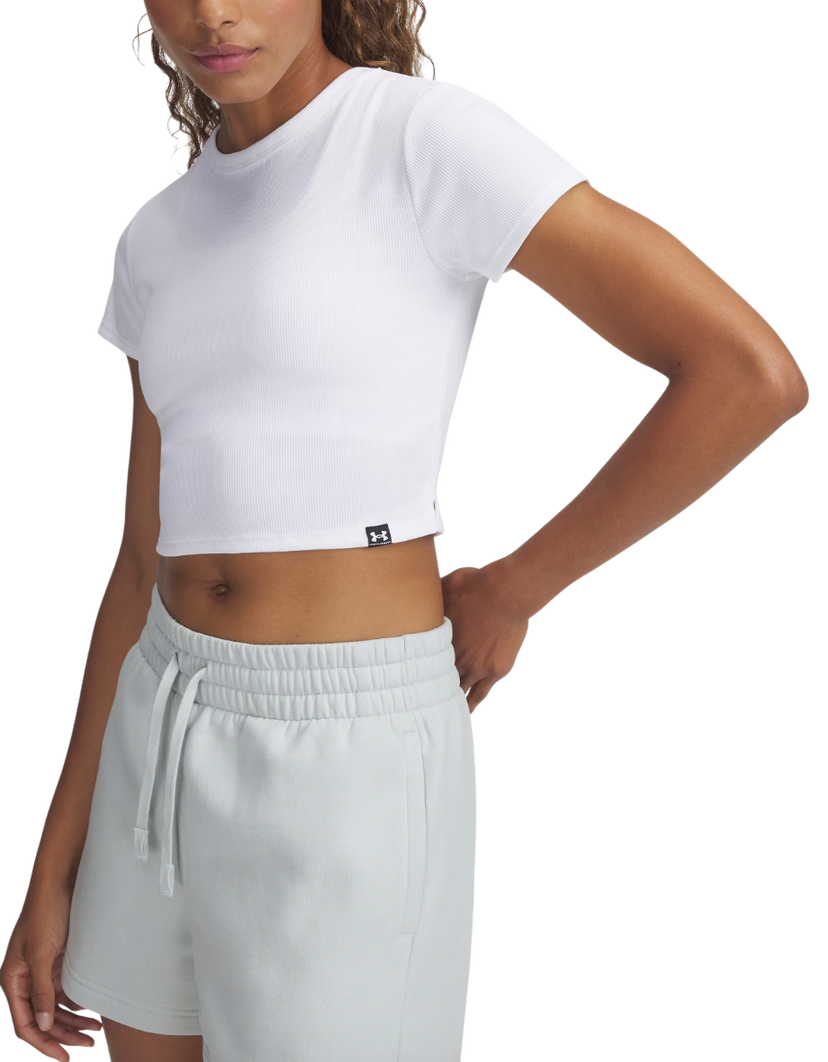 Crop top Under Armour Under Armour Rival Rib Cropped T-Shirt Hvid | 6000264-100