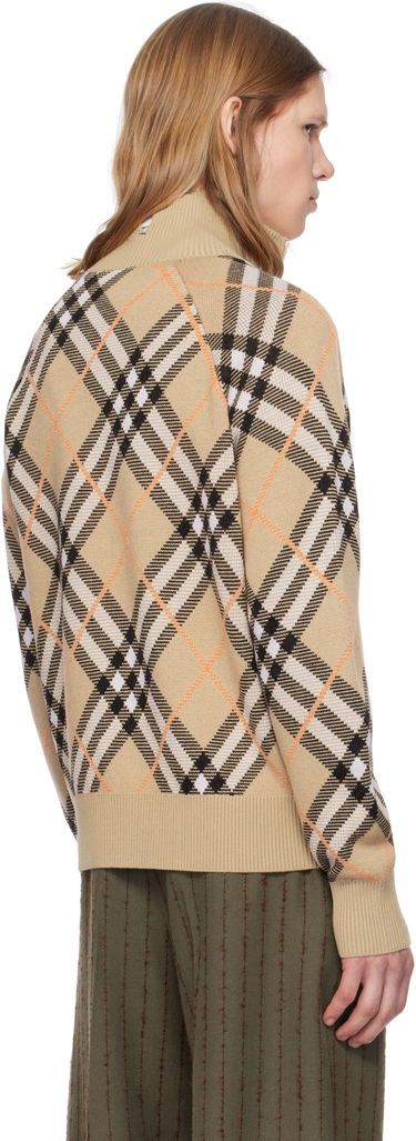 Sweater Burberry Burberry Check Wool Mohair Blend Zip-Up Jacket Beige | 8095087, 2