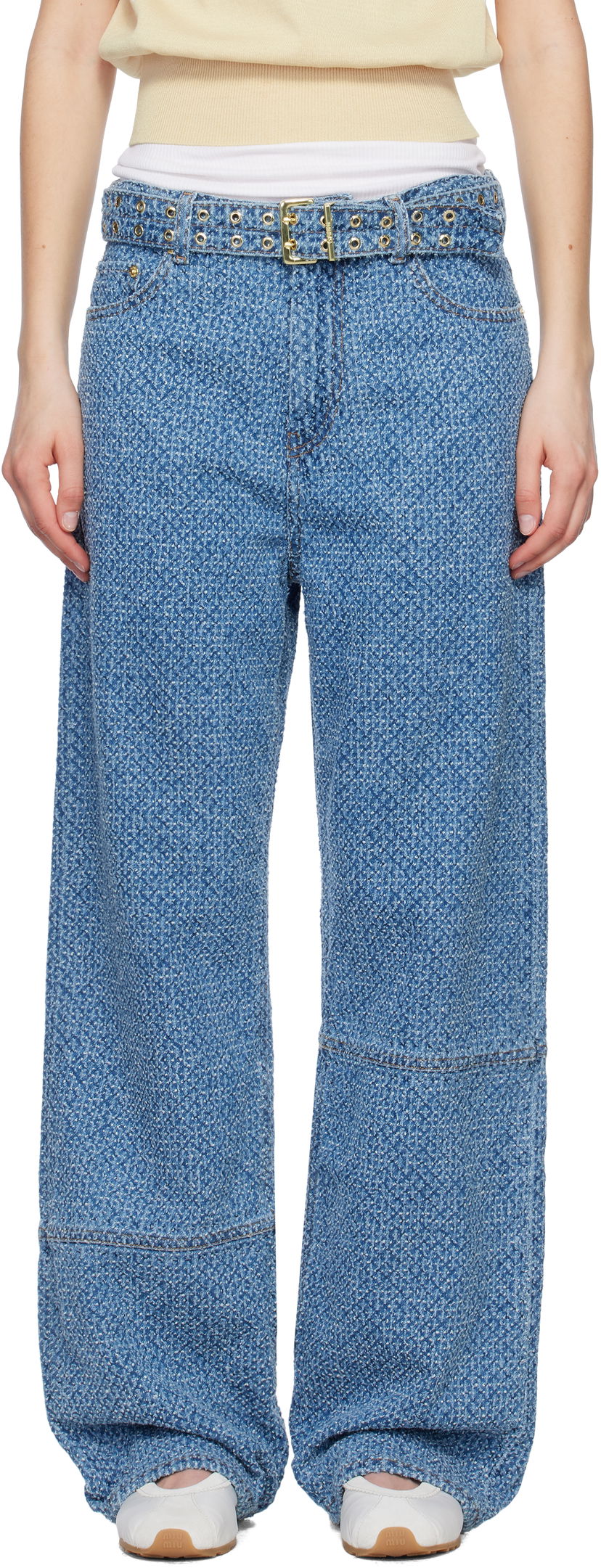 Jeans GANNI GANNI Izey Fluffy Belt Jeans Blå | J1721