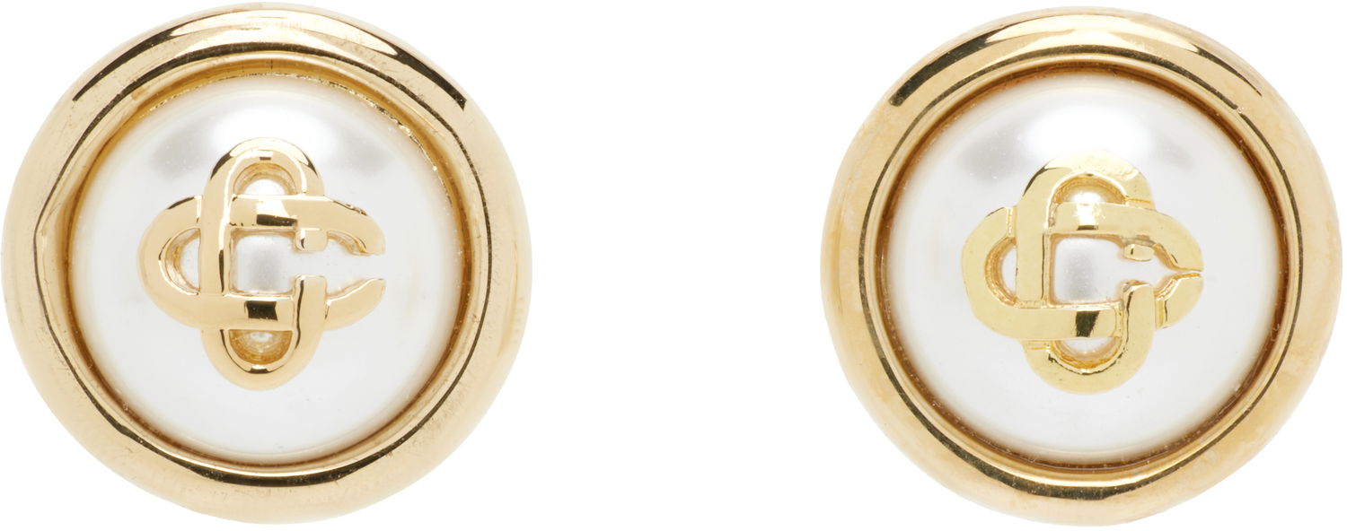 Øreringe Casablanca Casablanca Pearl Logo Stud Earrings Gul | APF25-JW-094-01, 0