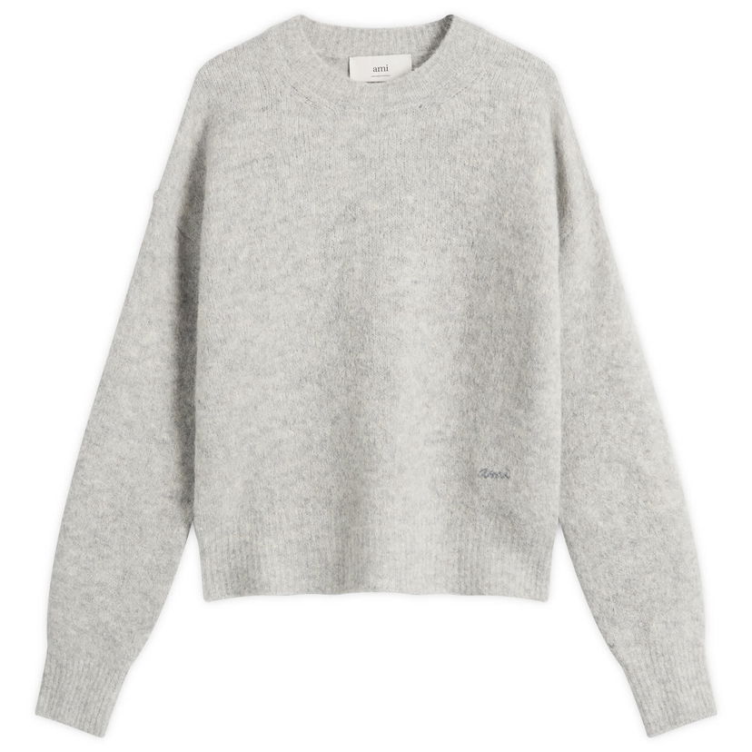Sweater AMI Men's Wool And Alpaca Knit Crew Neck Jumper, Size Large Grå | H25HKS824-KN0021-050H25