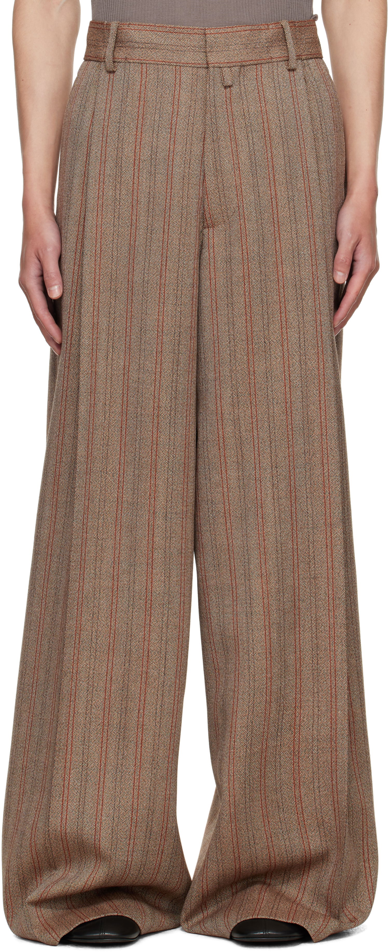Bukser Dries Van Noten Dries Van Noten Wide Leg Pleated Trousers Brun | 252-020915-2056, 0