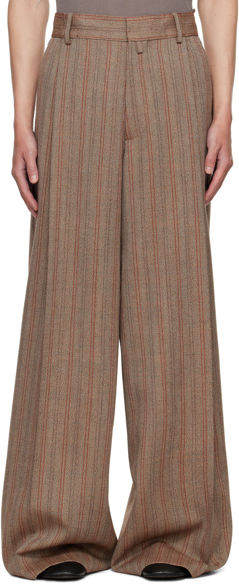 Bukser Dries Van Noten Dries Van Noten Wide Leg Pleated Trousers Brun | 252-020915-2056