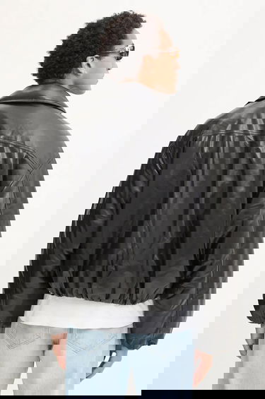 Bomberjakke Nanushka Oversized Faux Leather Bomber Jacket Sort | NM24PFJK00199, 3