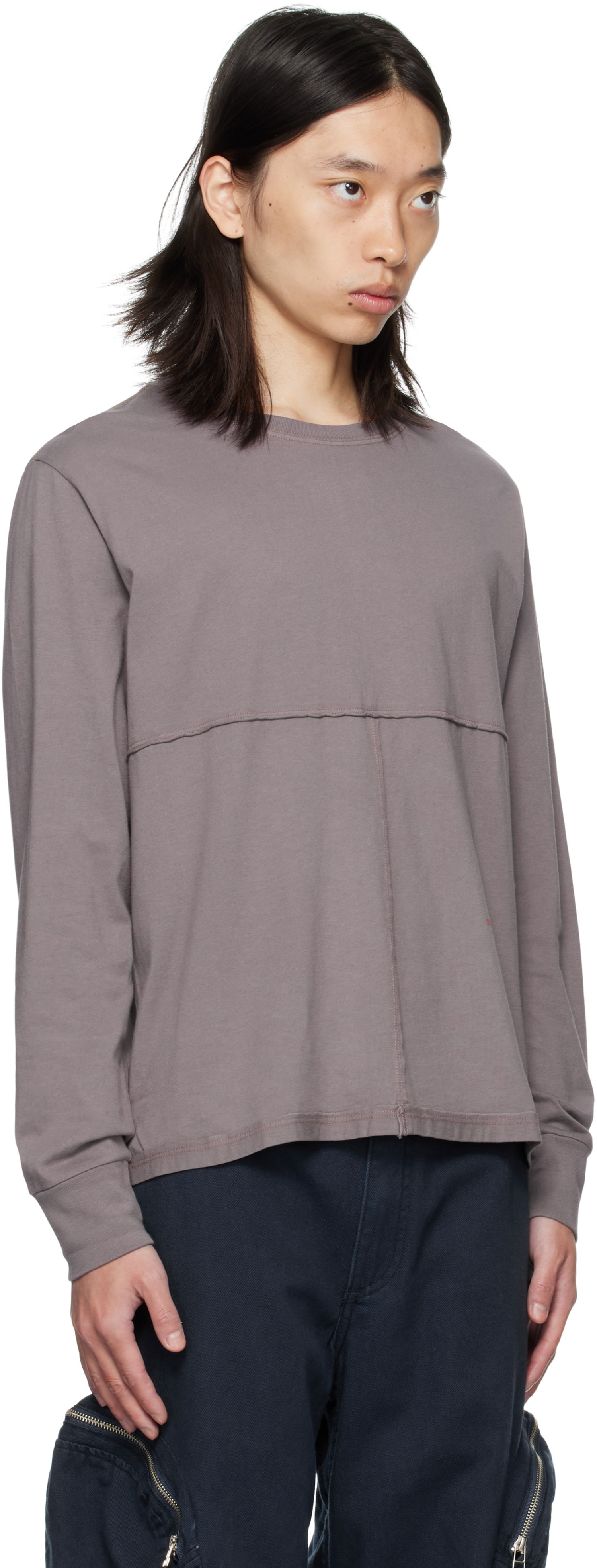 T-shirt Eckhaus Latta Eckhaus Latta Lapped Long Sleeve T-Shirt Grå | 302-EL-PF25-SK, 1