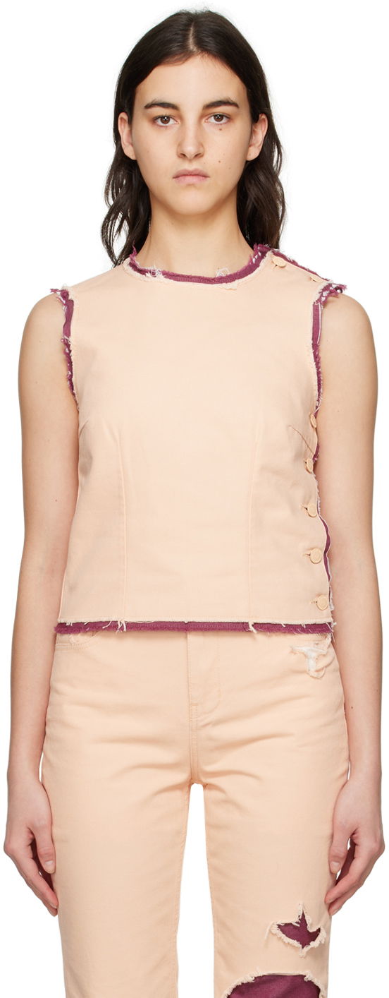Tanktop RAF SIMONS Doubled Denim Tank Top Lyserød | 231-W249