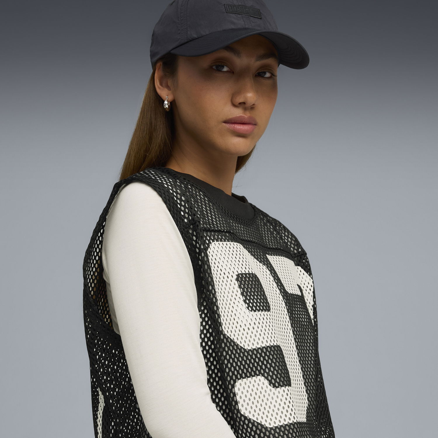 Crop top Puma ROSÉ Cropped Mesh Relaxed Fit T-Shirt Sort | 633804_01, 1