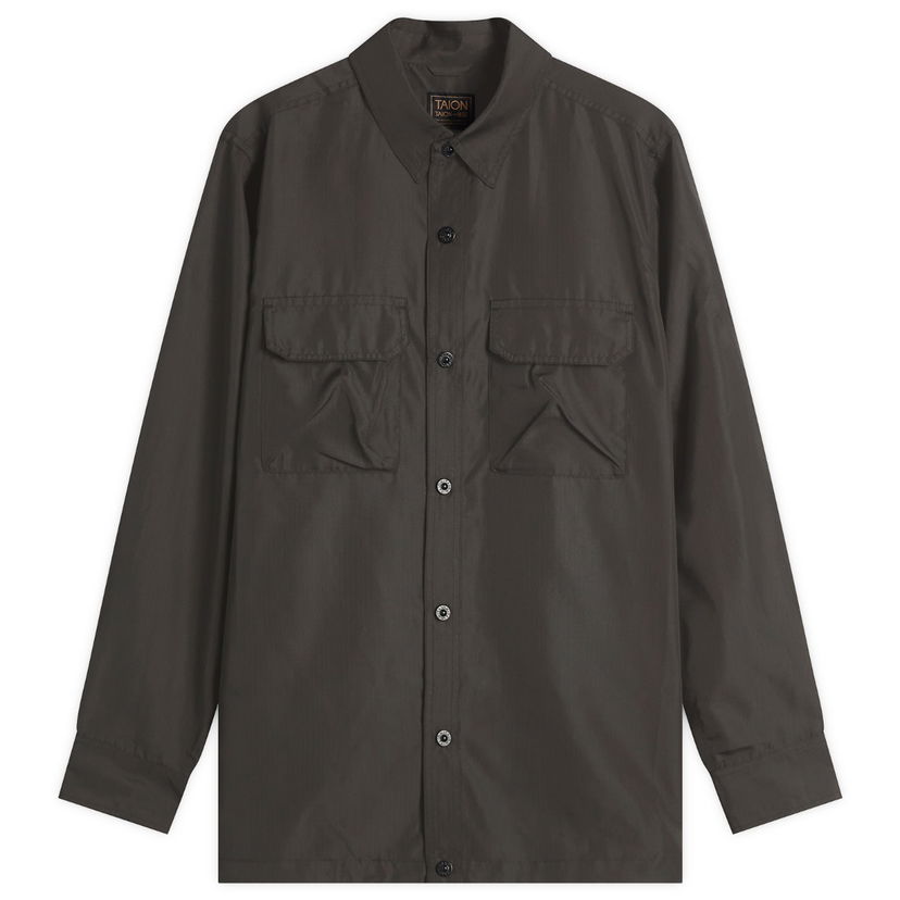 Skjorte TAION Military Pocket Shirt, Size Large Grå | TAION-109SHNDML-2-BLK