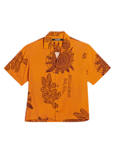 Skjorte Jacquemus La Chemise Jean Summer Sketch Bowling Print Arty Orange | 216SH201-1002-7EE