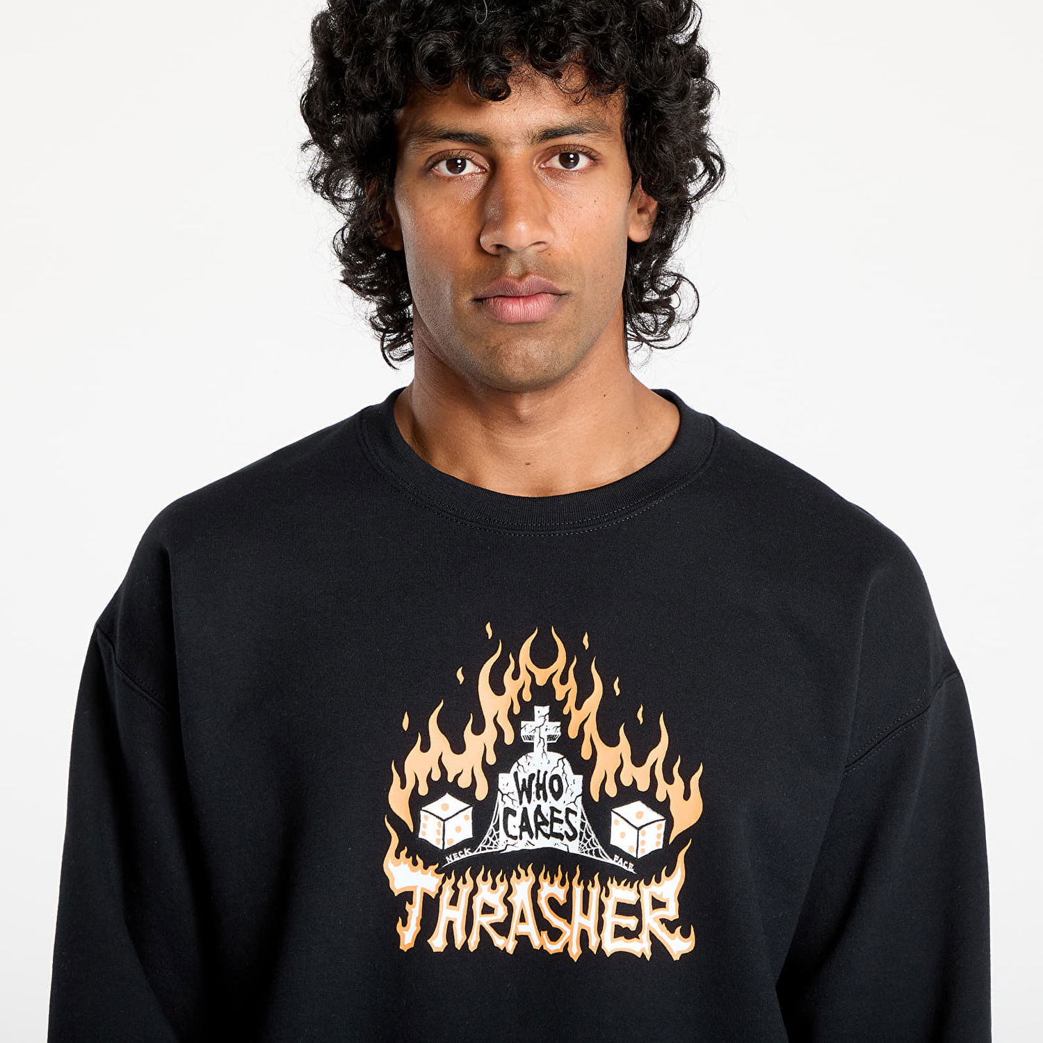 Sweatshirt Thrasher Thrasher Who Cares by Neckface Crewneck Sweatshirt Sort | 145708, 1