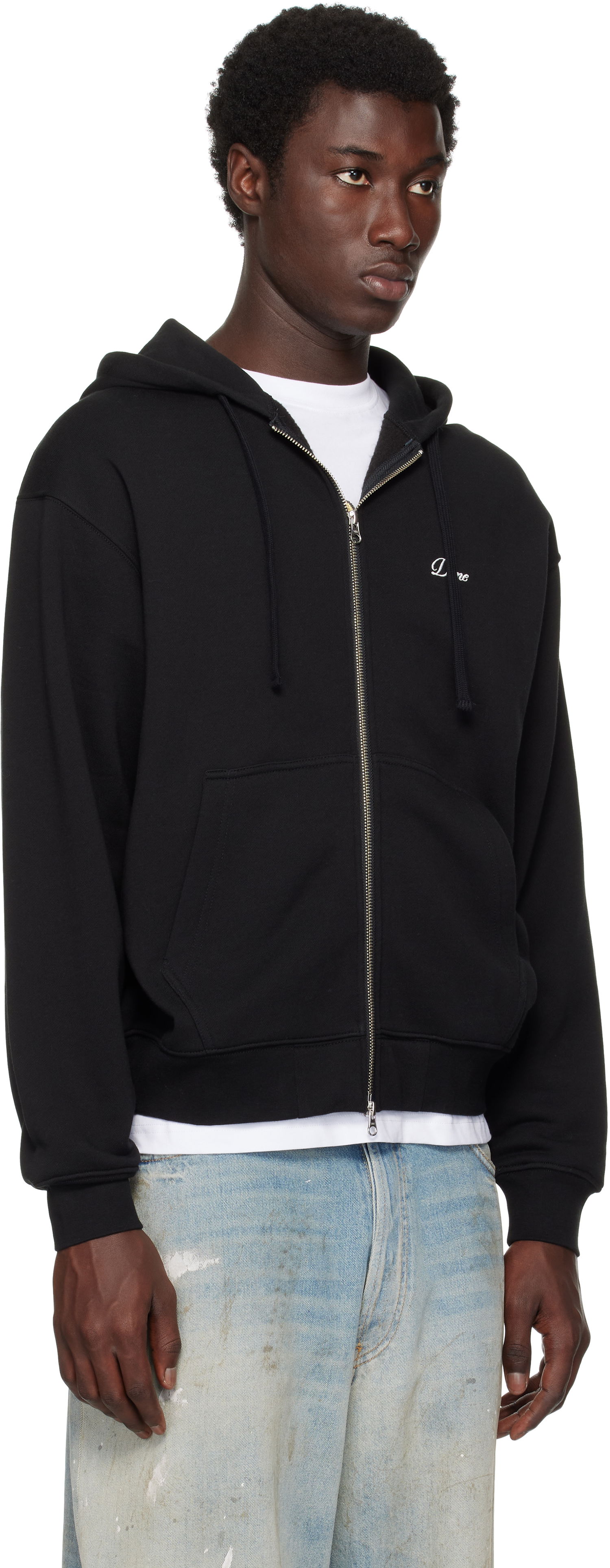 Sweatshirt Dime Cursive Small Logo Zip Hoodie Sort | DIMESU2549BLK, 1