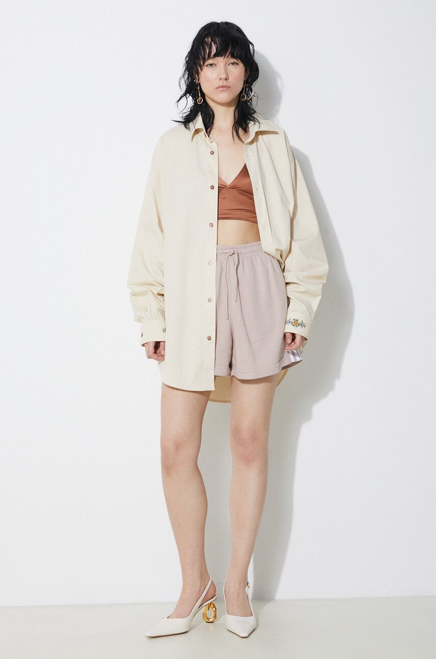 Shorts adidas Originals adidas Originals 3 Stripe French Terry High Waist Shorts Beige | IP0694, 1