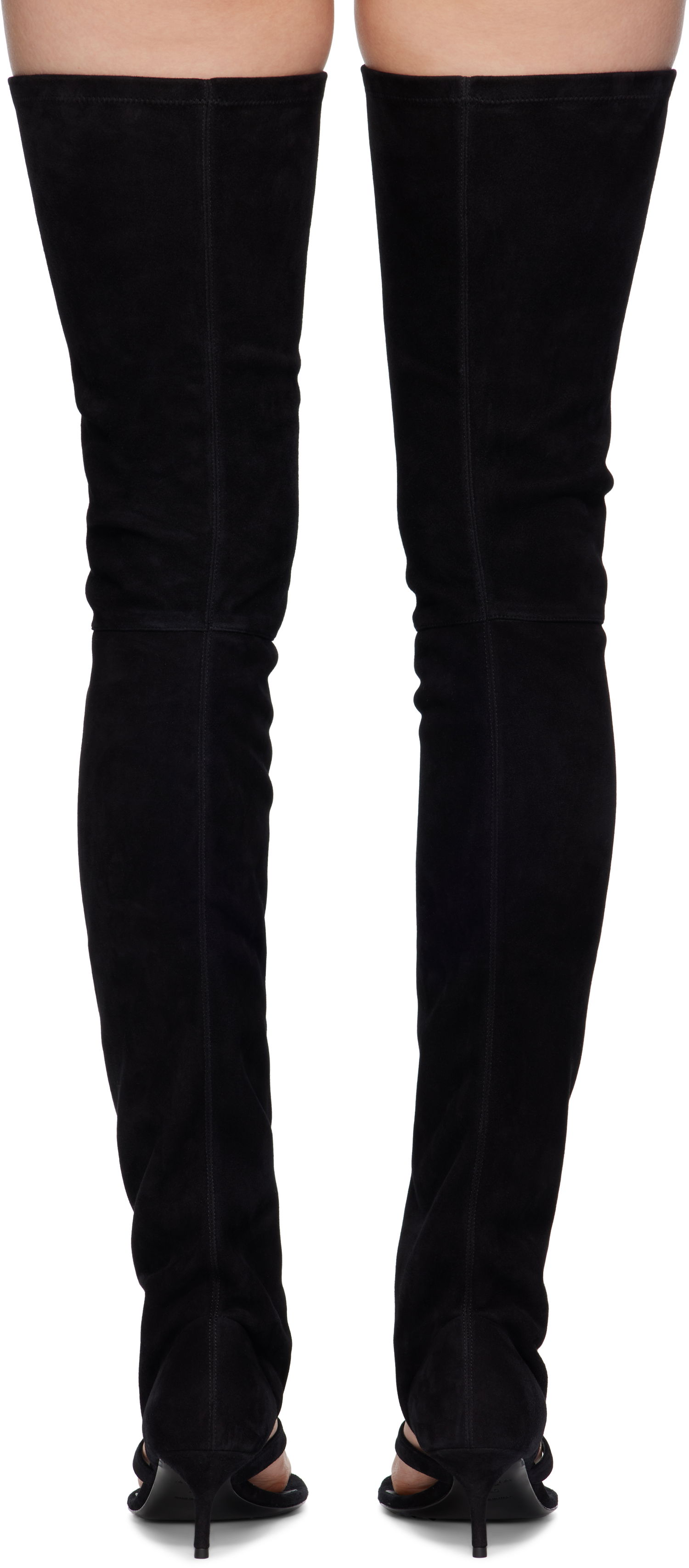 Tøj Alaïa ALAÏA Stretch Suede Tall Thong Boots Sort | AA3O057CK311, 1