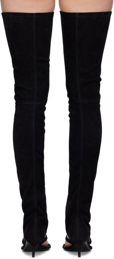 Tøj Alaïa ALAÏA Stretch Suede Tall Thong Boots Sort | AA3O057CK311, 1