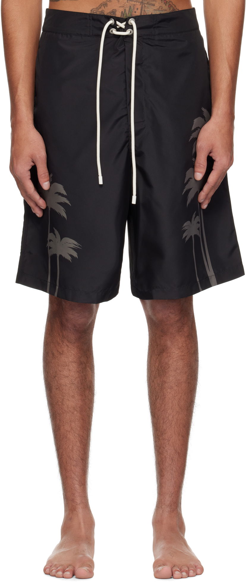 Badetøj Palm Angels Palm Angels Palms Print Swim Shorts Sort | PMFD017S25FAB0031010